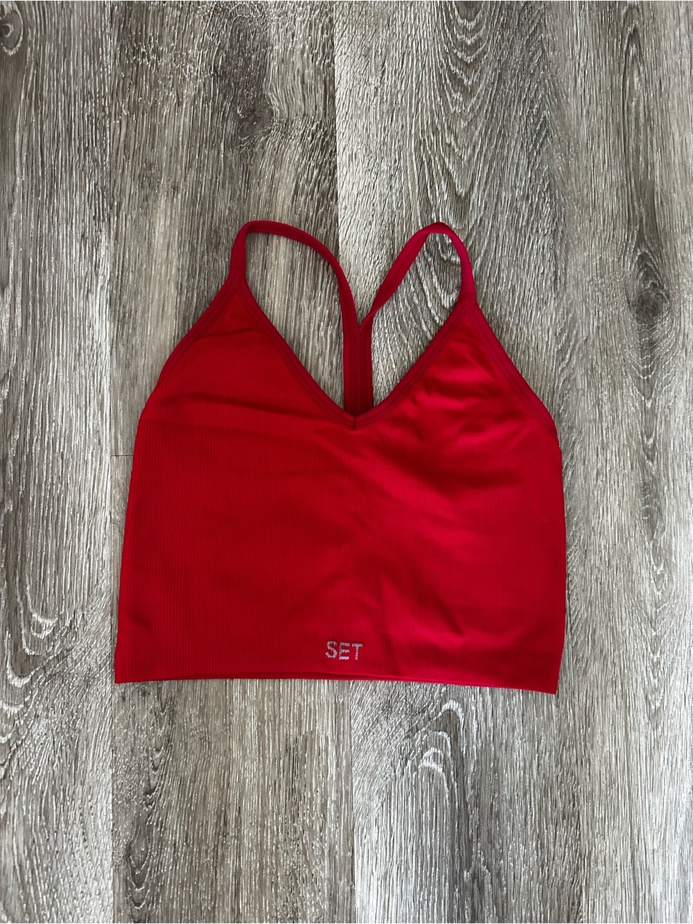 SET Active Women's SCULPTFLEX™ RIBBED V Sports Bra - Red - S